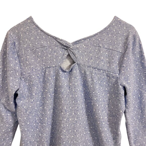 T by Talbots Twist Back Top Size Large Blue and White Jacquard Knit 3/4 Sleeves - Picture 4 of 8